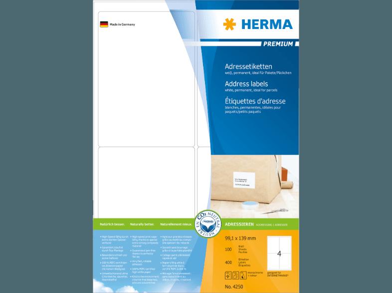 HERMA 4250 Adressetiketten 99.1x139 mm A4 400 St.