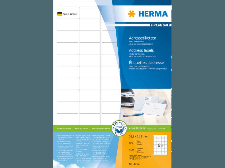 HERMA 4254 Adressetiketten 38.1x21.2 mm A4 6500 St.