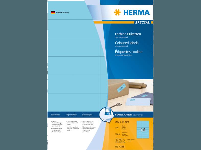 HERMA 4258 Farbige Etiketten 105x37 mm A4 1600 St.