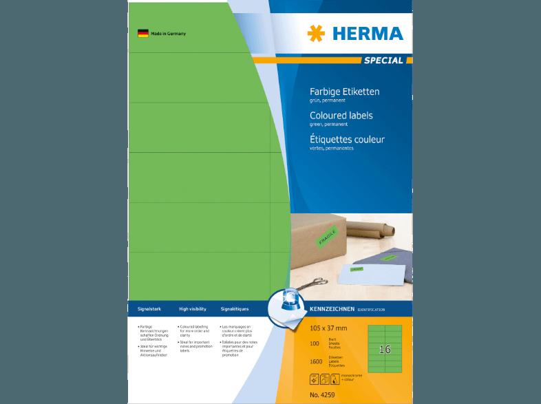 HERMA 4259 Farbige Etiketten 105x37 mm A4 1600 St.