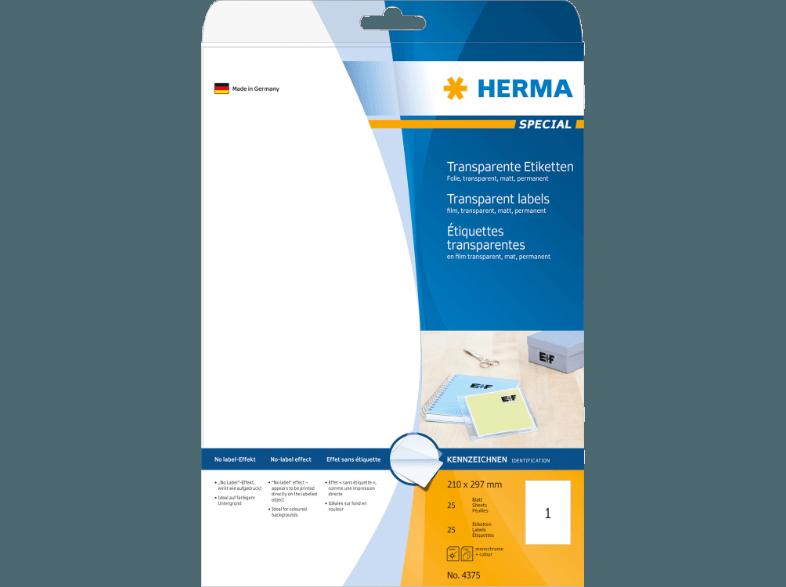 HERMA 4375 Etiketten transparent 210x297 mm A4 25 St.