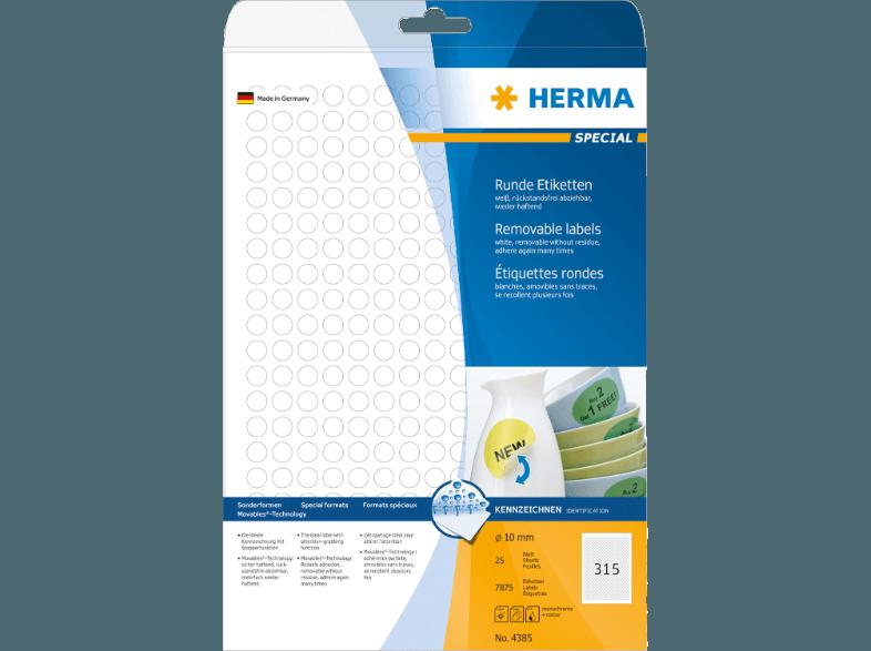 HERMA 4385 Ablösbare Etiketten rund Ø 10 mm A4 7875 St.