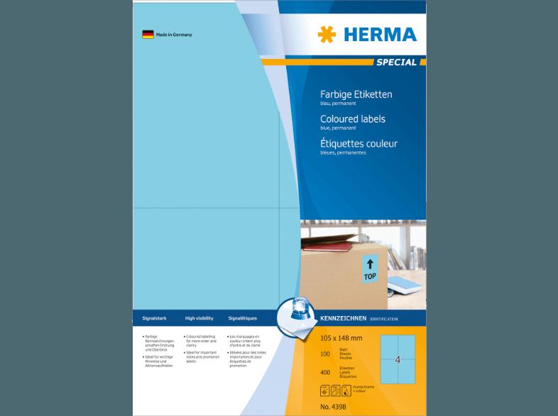 HERMA 4398 Farbige Etiketten 105x148 mm A4 400 St.