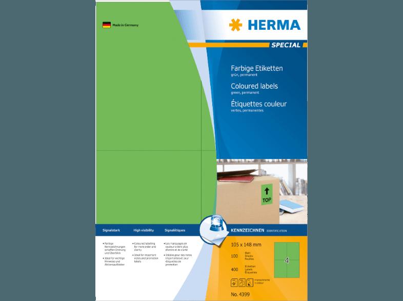 HERMA 4399 Farbige Etiketten 105x148 mm A4 400 St.