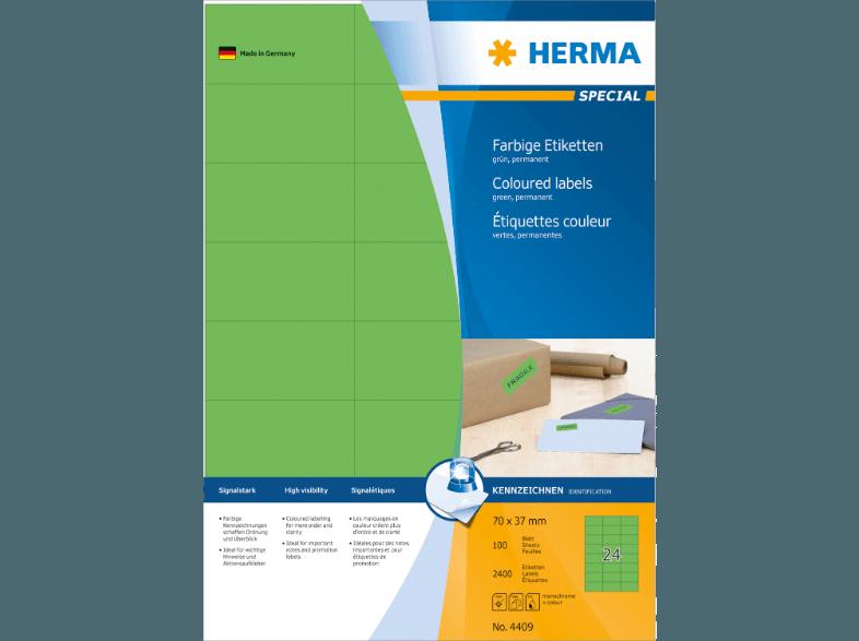 HERMA 4409 Farbige Etiketten 70x37 mm A4 2400 St.