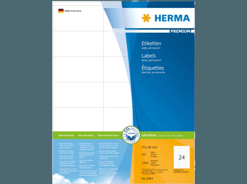 HERMA 4414 Etiketten Premium 70x36 mm A4 12000 St.