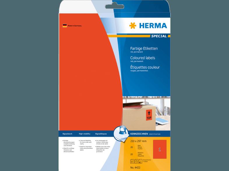 HERMA 4422 Farbige Etiketten 210x297 mm A4 20 St.