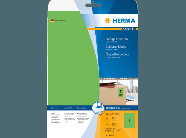 HERMA 4424 Farbige Etiketten 210x297 mm A4 20 St.