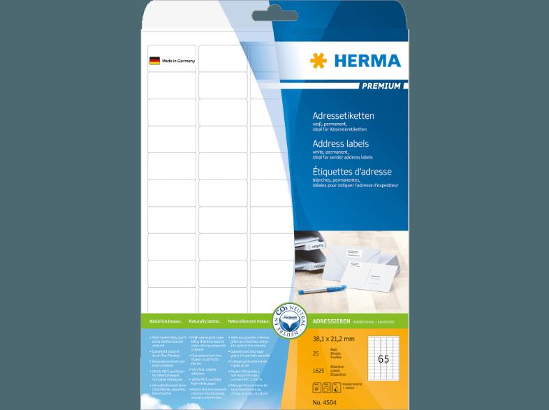 HERMA 4504 Adressetiketten 38.1x21.2 mm A4 1625 St.