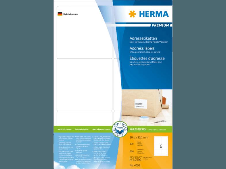 HERMA 4653 Adressetiketten 99.1x93.1 mm A4 600 St.