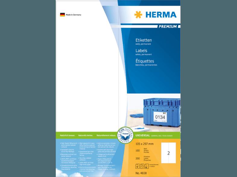 HERMA 4658 Etiketten Premium 105x297 mm A4 200 St.