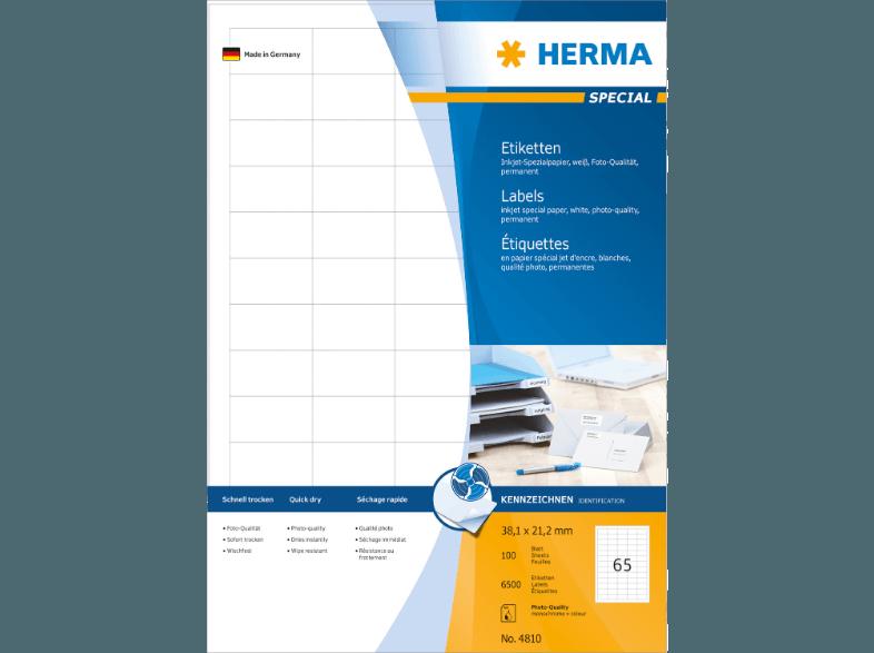 HERMA 4810 Inkjet-Etiketten 38.1x21.2 mm  65 St., HERMA, 4810, Inkjet-Etiketten, 38.1x21.2, mm, 65, St.