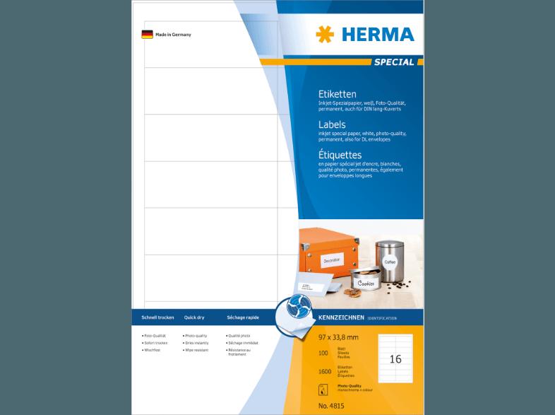 HERMA 4815 Inkjet-Etiketten 97x33.8 mm A4 1600 St.