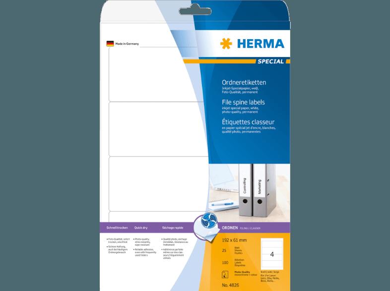 HERMA 4826 Inkjet Ordneretiketten 192x61 mm A4 100 St.