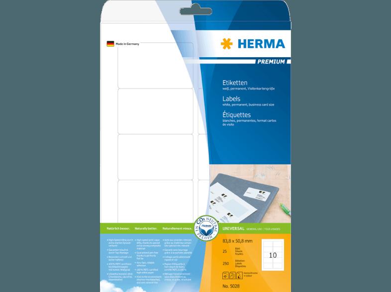 HERMA 5028 Etiketten Premium 83.8x50.8 mm A4 25 St.