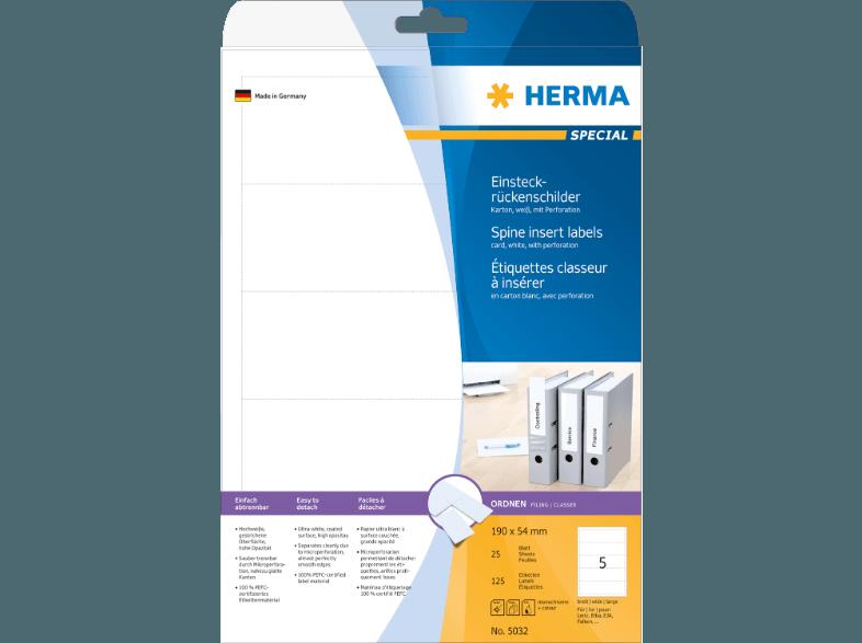 HERMA 5032 Einsteckrückenschilder 54x190 mm A4 125 St.