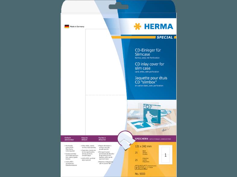 HERMA 5033 CD- und DVD-Einleger 121x242 mm A4 25 St.