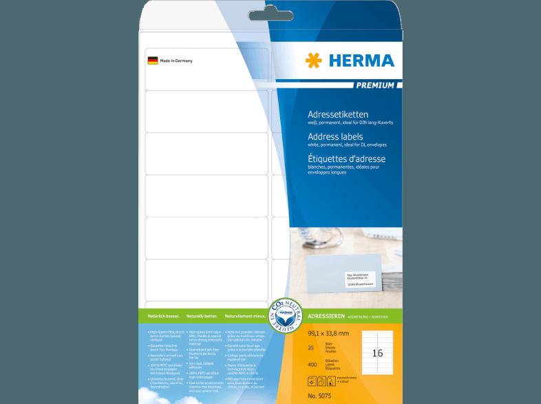 HERMA 5075 Adressetiketten 99.1x33.8 mm A4 400 St.