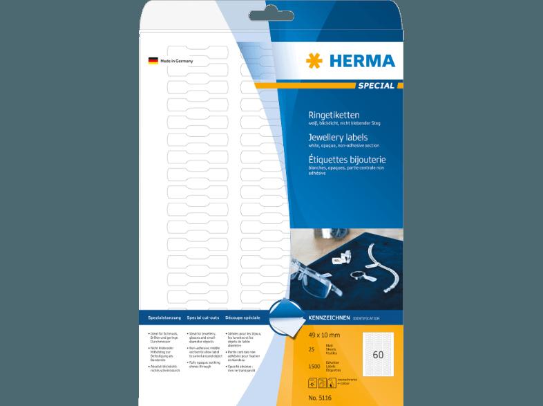 HERMA 5116 Ringetiketten 49x10 mm A4 150 St.