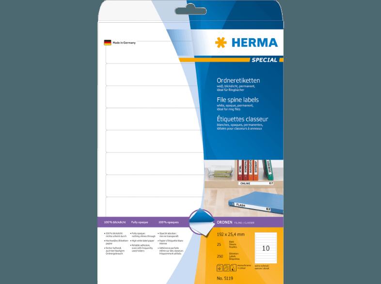 HERMA 5119 Ordneretiketten 192x25.4 mm A4 25 St.