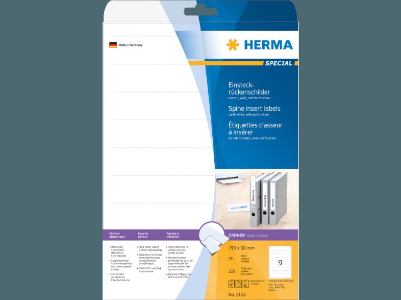 HERMA 5122 Einsteckrückenschilder 30x190 mm A4 225 St.