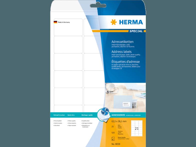 HERMA 8838 Inkjet Adressetiketten 63.5x38.1 mm A4 525 St.