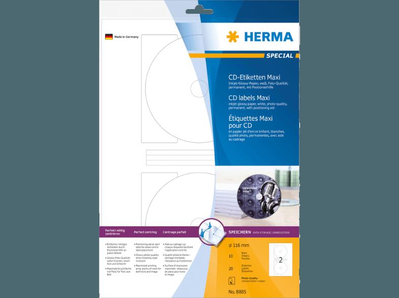 HERMA 8885 Inkjet CD-Etiketten Ø 116 mm A4 50 St.