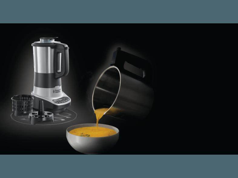 RUSSELL HOBBS 21481-56 Soup and Blend Standmixer mit Kochfunktion/Suppenzubereiter Edelstahl/Schwarz (1200 Watt, bis zu 1.75 Liter/Jahr)