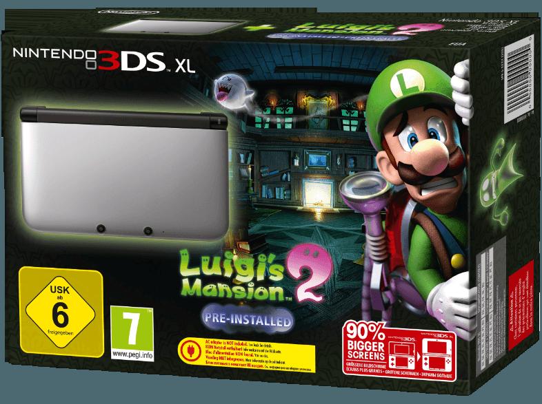 3DS XL Silber   Schwarz inkl. Luigi's Mansion 2, 3DS, XL, Silber, , Schwarz, inkl., Luigi's, Mansion, 2