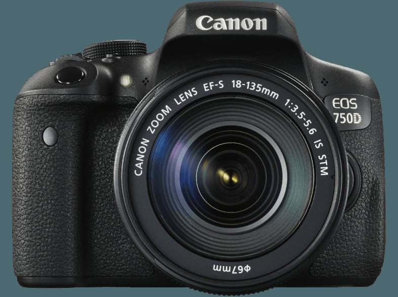 CANON EOS 750D Spiegelreflexkamera 24.2 Megapixel mit Objektiv 18-135 mm f/3.5-5.6, 7.7 cm Display   Touchscreen