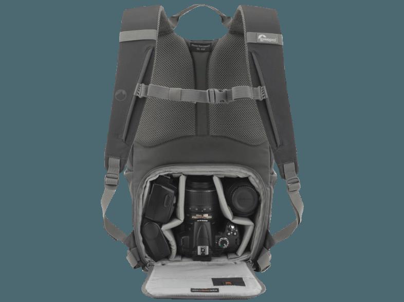 LOWEPRO LP36431 Rucksack für DSLR mit angesetztem Objektiv (18-55 mm), Systemkameras mit angesetztem Objektiv, GoPro Kamera (Farbe: Grau)