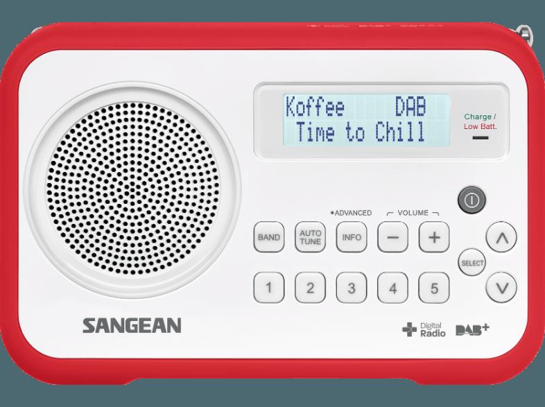 SANGEAN DPR-67  (FM Tuner, UKW, DAB, DAB , Rot/Weiß)