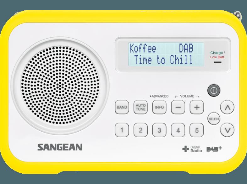 SANGEAN DPR-67  (FM Tuner, UKW, DAB, DAB , Weiß/Gelb)