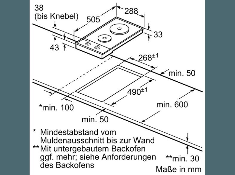 SIEMENS ET13051 Gußkochplatten (288 mm breit, 2 Kochfelder)