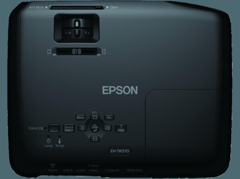 EPSON EH-TW570 Beamer (HD-ready, 3D, 3.000 Lumen, 3LCD-Technologie, RGB-Flüssigkristallverschluss), EPSON, EH-TW570, Beamer, HD-ready, 3D, 3.000, Lumen, 3LCD-Technologie, RGB-Flüssigkristallverschluss,