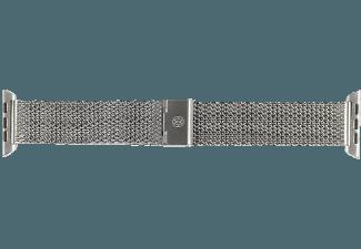 MONOWEAR Maschenarmband für Apple Watch 38 mm silber polierter Adapter 38mm Silber (Wechselarmband)