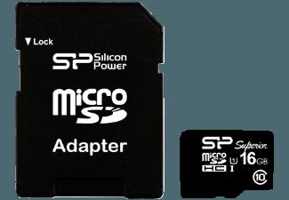 SILICON POWER SP016GBSTHDU1V10-SP MicroSD VHS1 Superior Class 10 mit SD Adapter 16 GB, SILICON, POWER, SP016GBSTHDU1V10-SP, MicroSD, VHS1, Superior, Class, 10, SD, Adapter, 16, GB
